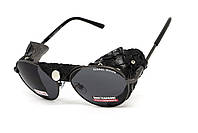 Окуляри захисні Global Vision Aviator-5 GunMetal (gray), сірі в темній оправі зі з'ємним ущільнювачем із синтетичної "шкіри", фото 5