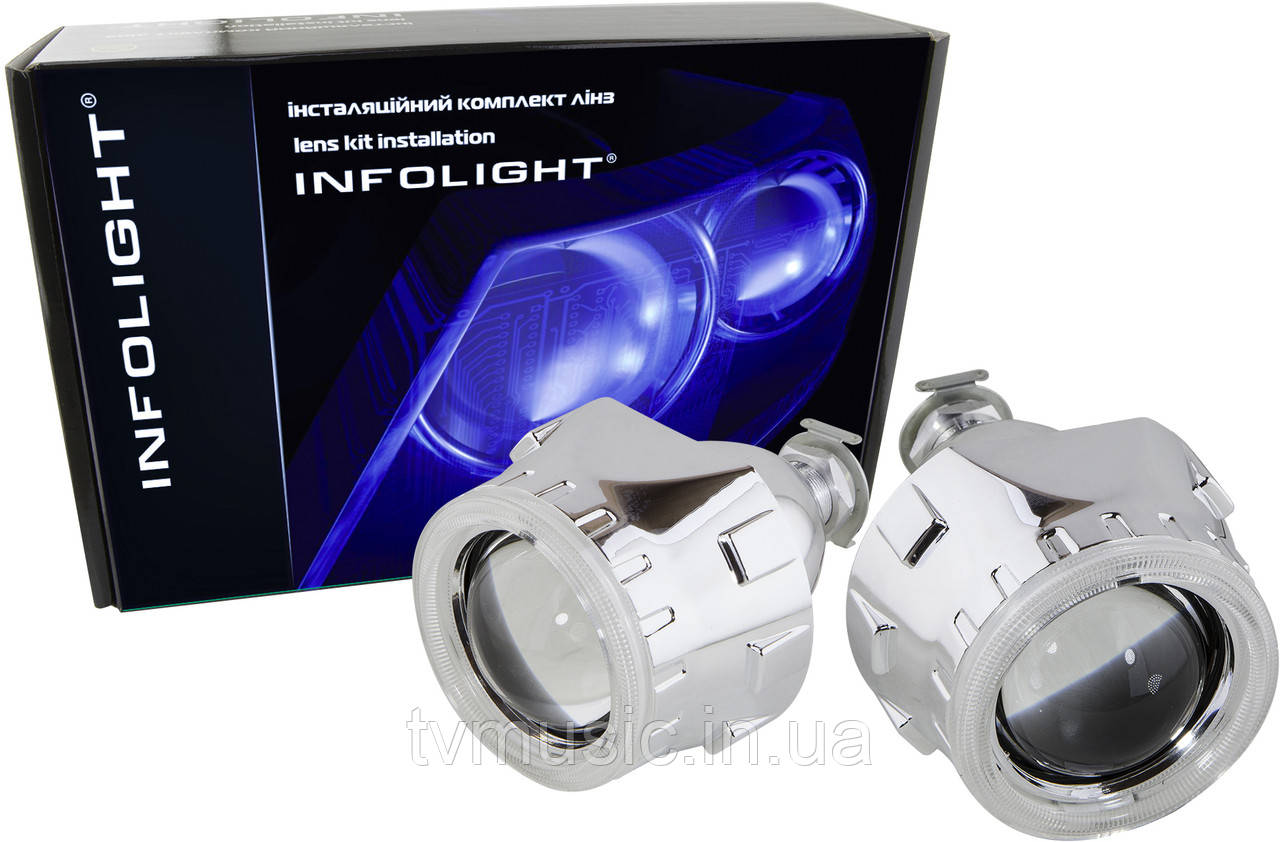 Біксенонові лінзи Infolight G5 Ultimate 2.5" з LED ангельськими очками