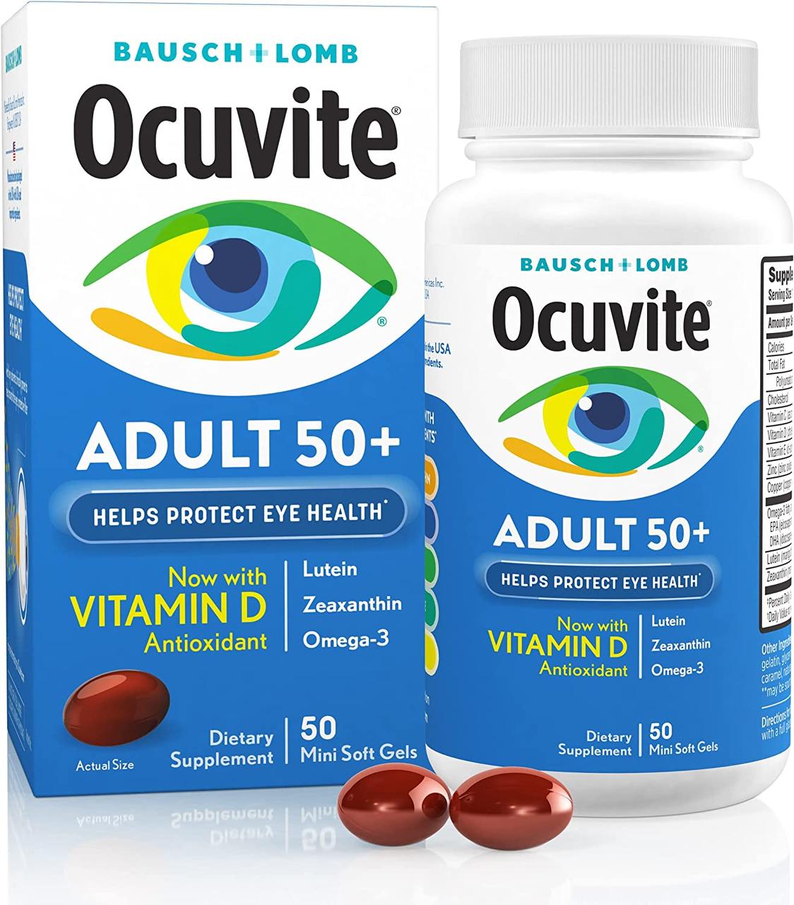 Витамины для глаз Bausch & Lomb Ocuvite Eye Vitamin & Mineral Supplement Adult 50+, (50 таблеток) - фото 1 - id-p1853139517