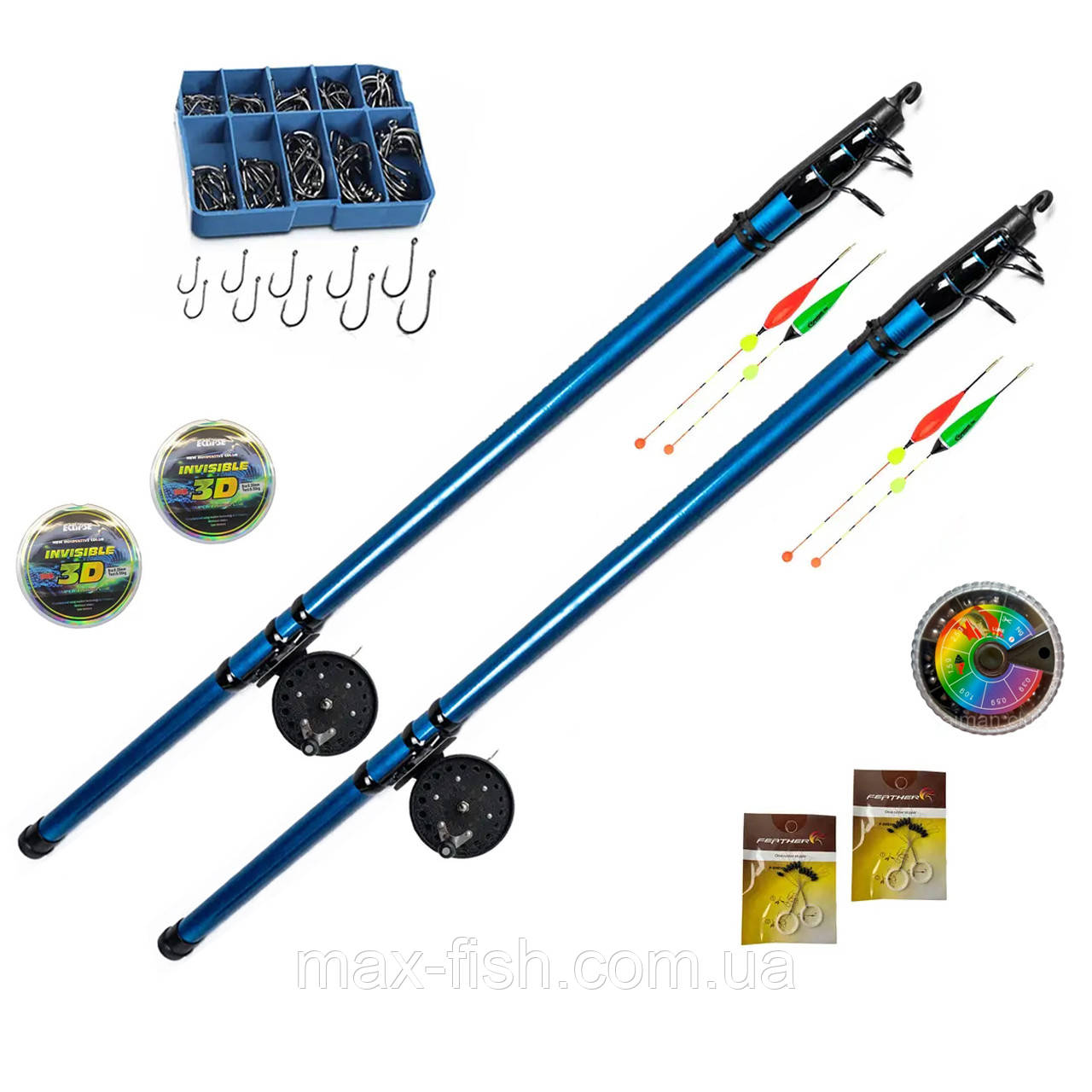 Набір вудилищ для лову на поплавок BoyaBy Radar 4м + Котушка + волосінь 3D 100m, фото 1