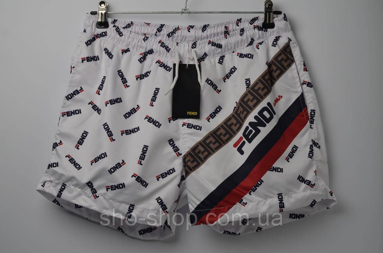 Плавки FENDI White плавальні шорти фенді шорты плавательные мужские шорти для спорту фенди, фото 1