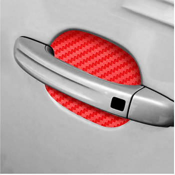 Наклейки під дверні ручки, червоний карбон, захист від подряпин,великий 10*9 см