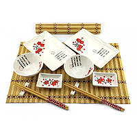 Набор для суши Красная сакура а белом фоне (2 персоны) 34282B