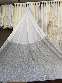 Тюль жакард заввишки 2,9 м. сірий