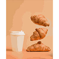 Картина за номерами Strateg Круасани та кава з собою розміром 40х50 см (DY336) melmil