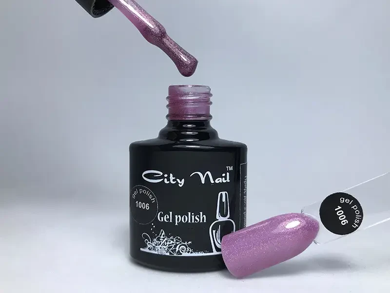 Гель-лак глиттерный City Nail № 1006 бузковий з блискітками 10 мл, фото 1