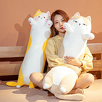 Плюшевая Игрушка Кот батон Китаец 130 см, кот-подушка детская антистресс, Светло-Коричневый