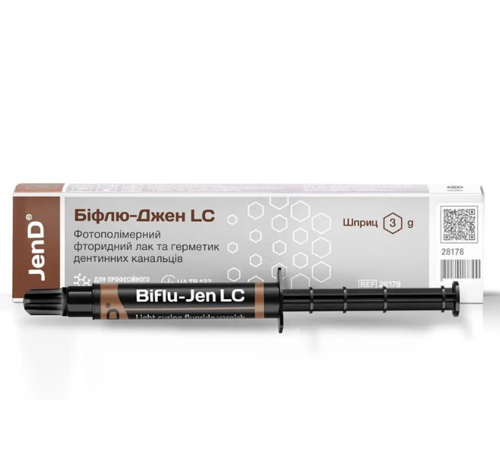 Біфлю-Джен ЛС, BifluJen LC, світлозатверджуваний, фторлак, шприц 3г (Джендентал), фото 1