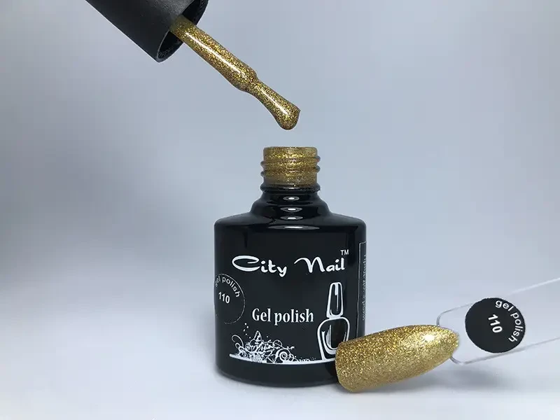 Гель-лак CityNail 110 золотистий з шимером 10 мл, фото 1