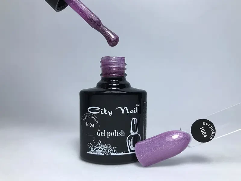 Глітерний гель-лак City Nail №1004 бузковий з шиммером 10 мл, фото 1