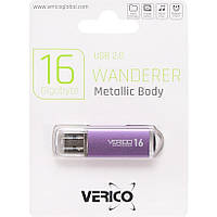 Флешка для хранения информации Verico USB 16Gb Wanderer Purple 600647 Пурпурная в упаковке 1 шт