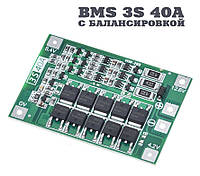 Плата контроллер заряда BMS 3S 40A с балансиром