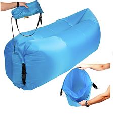 Надувний лежак для відпочинку, шезлонг Cloud lounger, блакитний, фото 2