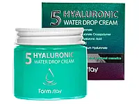 Зволожуючий крем для обличчя з гіалуроновою кислотою FarmStay Hyaluronic 5 Water Drop Cream, 80мл