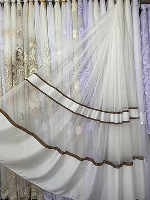 Тюль бамбук заввишки 2,8 м. крем-шоколадна полоска, фото 3