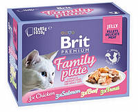 Вологий корм для кішок Brit Premium Cat Family Plate 12 штук по 85 г