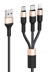 Кабель USB Hoco X26 (3 в 1) Lightning/Micro USB/Type-C