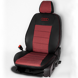 Чохли на сидіння Ауді А4 Б8 (Audi A4 B8) екошкіра+автотканина з логотипом