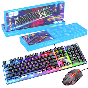 Ігровий комплект клавіатура і мишка з RGB підсвічуванням HOCO GM18 Luminous Gaming Combo RU/ENG