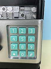 Електронна скарбничка Сейф банкомат, з кодовим замком і купюроприймачем "класична" чорна, фото 2