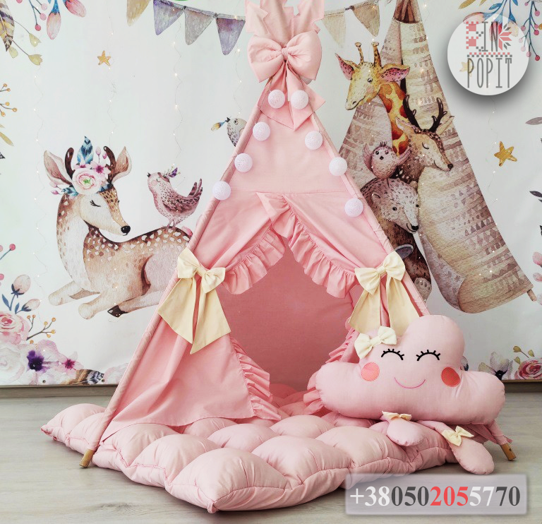 Рожевий вігвам для дівчини Bubbles Pink House, рожевий будиночок, дитячий намет рожевий