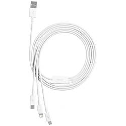 Кабель 3 в 1 Baseus 3 в 1 Fast Charging USB to M+L+C 3.5 A 1.5 m (White)