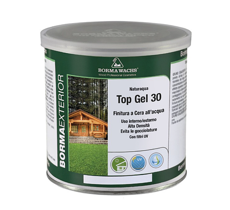 Лак NATURAQUA TOP GEL водорозчинний акриловий для зовнішнього застосування , Borma Wachs, фото 1