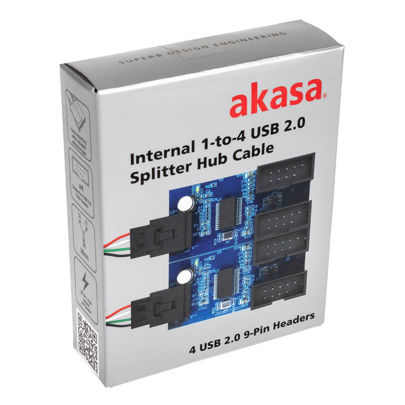 Akasa Interner 1 to 4 USB 2.0 Hub (AK-CBUB64-30BK), фото 1