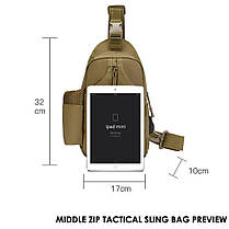 Тактична сумка барсетка Sling Pack на одній лямці з USB Койот, фото 2