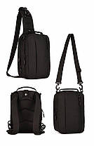 Чорна тактична сумка-рюкзак Sling Pack барсетка на одній лямці + USB вихід., фото 3