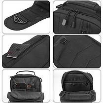Чорна тактична сумка-рюкзак Sling Pack барсетка на одній лямці + USB вихід., фото 2