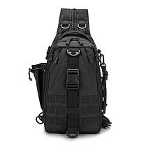Тактична сумка-рюкзак дволямковий, борсетка армійська Чорна, фото 3