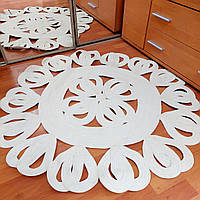 Круглый ажурный белый коврик 110 см, в прихожую, на кухню, в гостиную, ручная работа 100 % Хлопок Турция