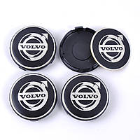 Ковпачок на титані "Volvo" (58/56 мм) чорн. пластик/логотип наклейка (4 шт.)