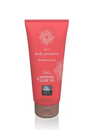 Лубрикант і масажна олія 2 в 1 Massage-&Glide gel 2in1 Strawberry scent, 200 мл, фото 1