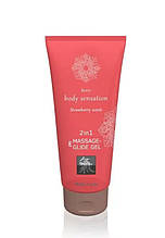 Лубрикант і масажна олія 2 в 1 Massage-&Glide gel 2in1 Strawberry scent, 200 мл