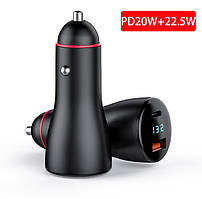 Зарядка авто в прикурку + Вольтметр 12/24V 1USB-1Type-C (5A+3A) 42.5W PD20W.Super 22.5W NEEKFOX MGDZ004