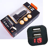 Зарядка авто в прикурку + Вольтметр 12/24 V 2 USB (2.1 А + 1 А) "HZ" HC1