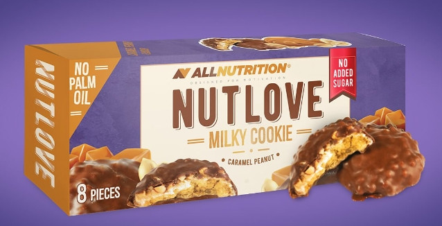 Печенье без сахара All Nutrition Nutlove Milky Cookies 128г карамельный арахис - фото 2 - id-p1816909359