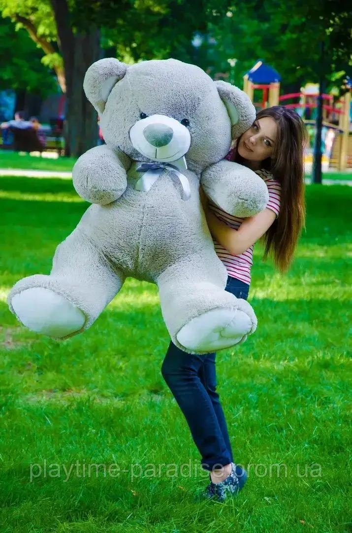 Великий плюшевий ведмедик сірий "Томмі" 140 см, Великий Плюшевий Ведмідь, Велика М'яка іграшка 1.4 м