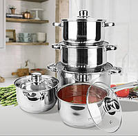 Набір каструль із неіржавкої сталі 10 предметів Maestro MR-2020-10 Набір кухонного посуду з товстим дном