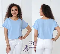 Однотонная женская легкая футболка на лето в размерах
