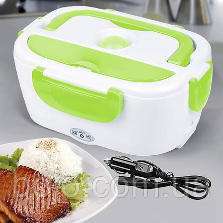 Ланч бокс з підігрівом від прикурювача 12 V зеленого кольору контейнер для їжі Electric Lunch Box, фото 1