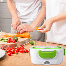 Ланч бокс з підігрівом від прикурювача 12 V зеленого кольору контейнер для їжі Electric Lunch Box, фото 3