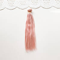 Волосся Шовк для ляльок пряме 25 см Рожевий та блонд