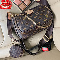 Женская сумка-клатч Louis Vuitton Multi Pochette коричневого цвета