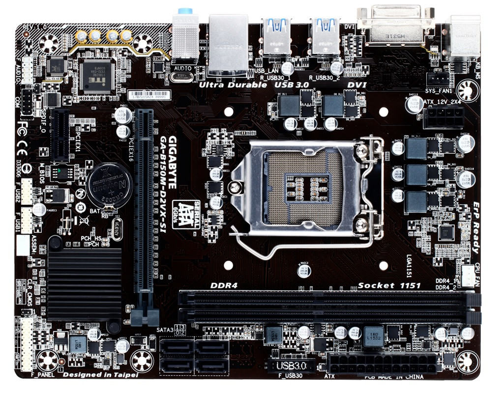 Материнська плата Gigabyte GA-B150M-D2VX-SI (s1151 v1 , b150 , PCI-Ex16)