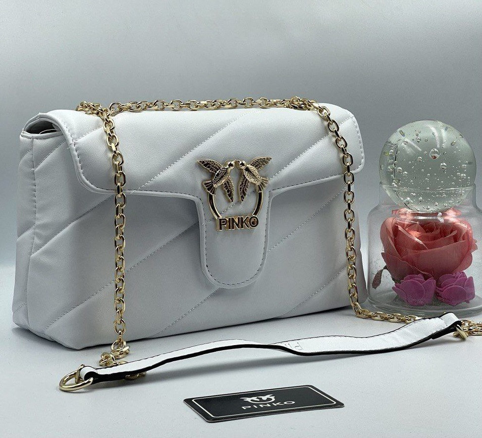 Жіноча сумка на ланцюжку Pinko, біла,  27*18*9 см, 931381, фото 1