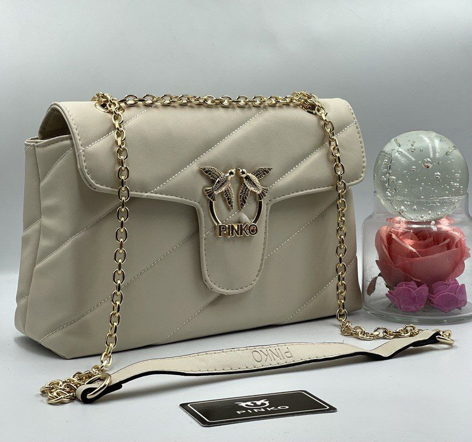 Жіноча сумка на ланцюжу Pinko, бежева,  27*18*9 см, 931383, фото 1