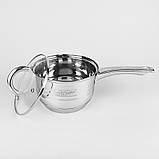 Сотейник ківш із неіржавкої сталі з кришкою 2.1 л Maestro MR-3513-16S Ківш неіржавка індукційне дно, фото 8